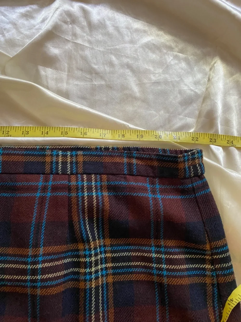 Vintage 1990s Plaid Tartan Fringe Skirt Academia Preppy Size 22W Plus Fall